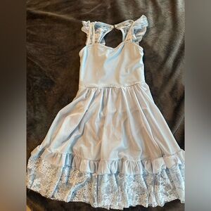 Light Blue Lace Trim Girls' Dress — Classic Party Dress
